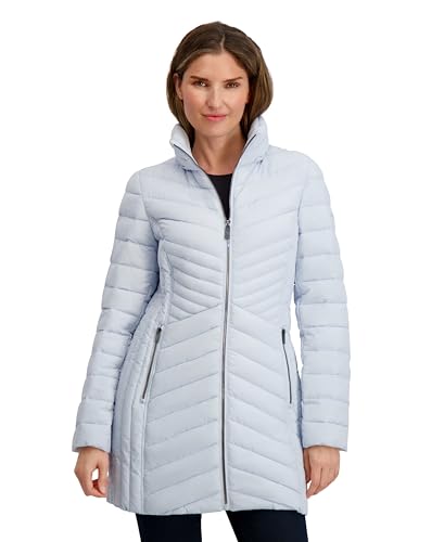 Image of Nautica Women's Stretch Puffer Jacket- Wind & Water-resistant Winter Coat Faux Fur Lined Hood