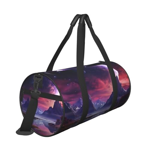 Travel Duffel Bag Sports Gym Bag With Shoes Compartment,Lightweight Overnight Weekender Bag Purple Sky Planet Yoga Gym Sports Bag For Men Women2