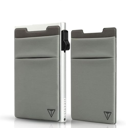 Image of TOYFID Credit Card Holder Wallet for Mens - Metal Slim Minimalist Cards Holder with Stretch Money Pocket - RFID Blocking&Ultralight Small Wallet
