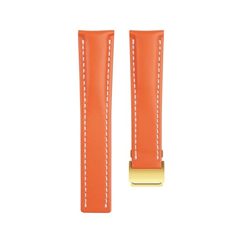 Bracelet de montre en cuir véritable orange haut de gamme pour Superocean