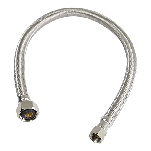 Highcraft Cnct27124-Om-2 Line Connects Kitchen Sink To Water Supply, Braided Faucet Connector With 1/2 In X 3/8 In Brass Nut, Stainless Steel 24 In (Pack Of 2), 2 Count #TOP2