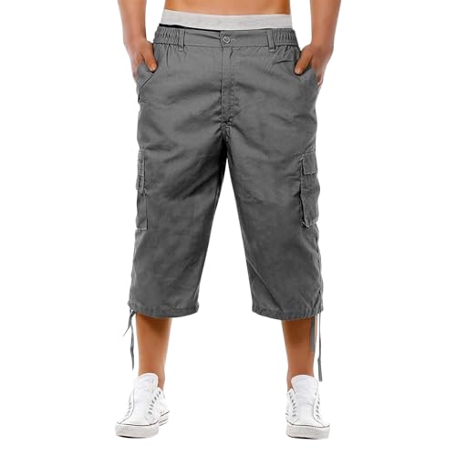 Pantalon 3/4 cargo pour homme en coton léger décontracté