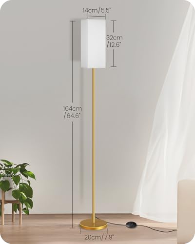 Image of 2Pack Floor Lamp, Pole Lamp with Foot Switch, Modern Standing Lampshade, Minimalist Freestanding Lamp (Bulb Not Included)for Living Room, Bedroom,Study, ETL Listed,Gold and White DCW07LDP205