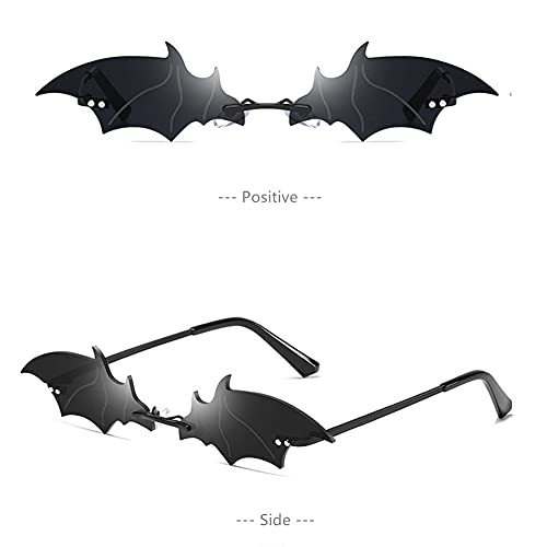 LASPOR Retro Rimless Sunglasses for Women Men Small Vintage Bat Eyewear Novelty Metal Frameless Glasses UV400 Protection4