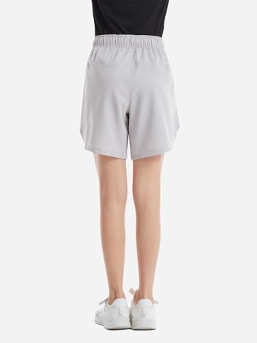 4 Pack Girls Athletic Shorts,Girls Basketball Shorts,Kids Workout Soccer Short for Girl with Drawstring & Pockets3