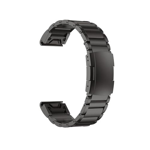 Correa de aleación de titanio de 22 mm para Garmin Fenix 6X Pro/6X/5X/5X Plus/7X para pulsera Tactix 7/Descent MK2/Instinct 1/2 (negro, 26 mm)