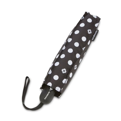 Samsonite Compact Auto Open/Close Umbrella, Black/White Swirl Dot, One size