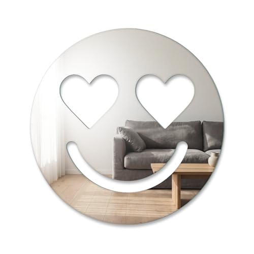 NISIN Miroir Smiley Amoureux - Décoration Murale Originale - 39 cm x 39 cm