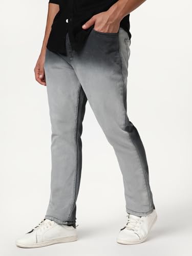 Image of Urbano Fashion Men's Straight Fit Heavy Washed Faded Denim Jeans Stretchable