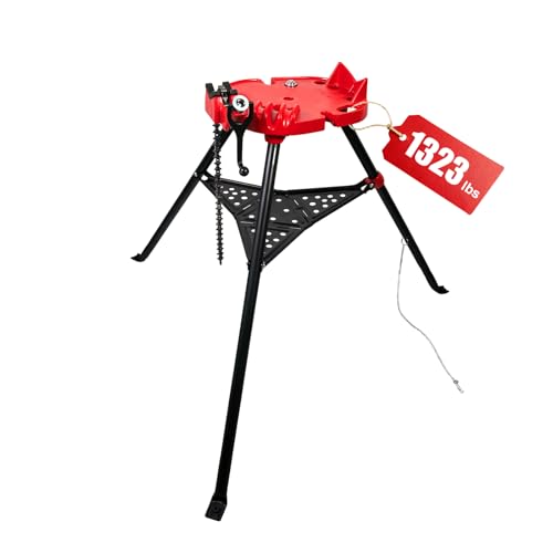 Alwalkee Tripod Pipe Vise Stand with Chain Folding Plumbing Vise