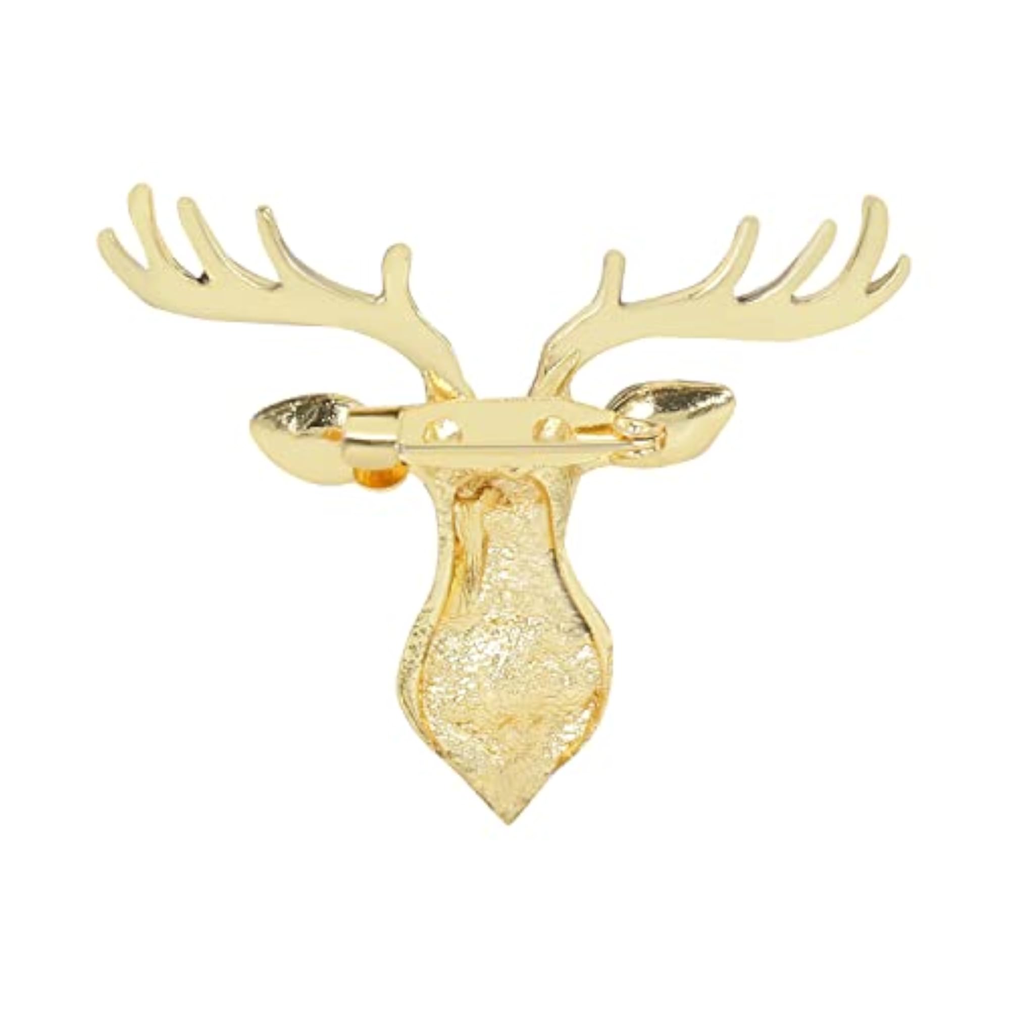 Golden Classic Deer Design Lapel Pin, Elegant Brooch