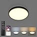 Klighten Plafoniera a LED Dimmerabile con Telecomando/Controllo App, 24W 2160LM Lampada Soffitto Pannello Tonda, Plafoniera da soffitto per Soggiorno Corridoio Camera, Ø23cm x 2cm, 2700K-6500K, Nera