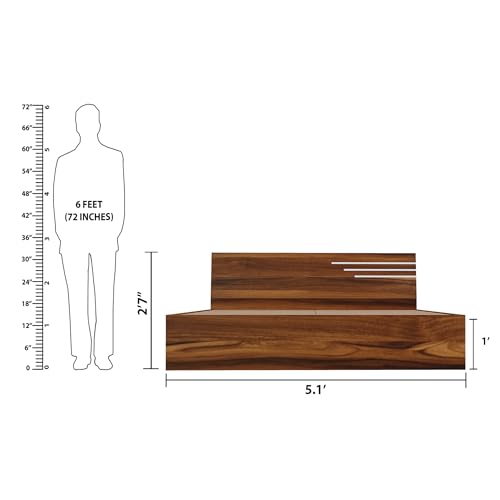 Image of Bharat Lifestyle Amsterdam Engineered Wood Queen Size Bed with Storage (60x72 Inch, Brown, Laminated Finish) | Wooden Double Bed for Bedroom & Living Room | 1 Year Warranty