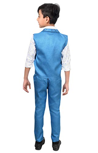 Image of AHHAAAA Kids Ethnic Cotton Blend Waistcoat Shirt and Pant for Boys 1145