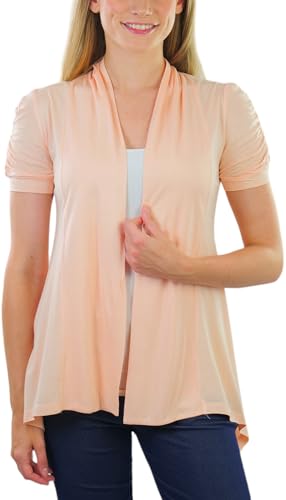 Image of ToBeInStyle Womens Open Front Casual Shrug Lightweight Layering Cardigan Sleeveless or Short Sleeve