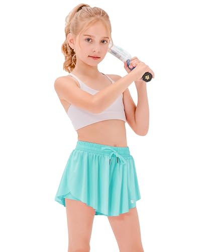 Image of Stelle Girls Flowy Shorts with Pockets Athletic Running Skirt High Waist Butterfly 2 in 1 Sports Short 5-16 Years