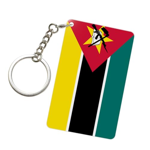 Porte-clés acrylique drapeau du Mozambique, anneaux de clés tendance, chaînes acryliques pour voiture, étiquettes pour hommes et femmes