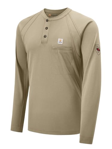 VANLENS FR Shirts for Men Flame Resistant FR Clothing Long Sleeve HRC2/CAT2 6.5oz 100% Cotton