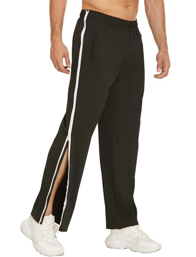 PINSPARK Jogginghose Herren Reha Hose Lange Atmungsaktiv Sporthose Yogahose mit Tachen Trainingshose Outdoor Funktionshose Schwarz Weiß M