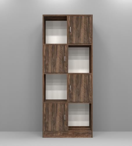 Image of SPECIALITY PANELS 8 Shelf Kitchen Cabinet | Multipurpose Wooden Storage Cupboard with Doors | Semi Open Pantry Organizer | Tall Space Saving Storage Unit for Kitchen Living Room Home | Display Rack