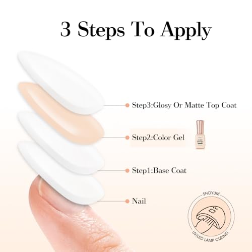 SHOYUM Sheer Jelly Nude Gel Nail Polish 15ml Soak Off UV LED Natural Nail - image 6