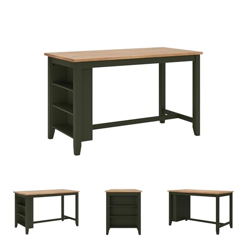 Signature Design by Ashley Gesthaven Counter Height Dining Table, Kitchen Island Table with 3 Storage Shelves, Wood Construction, Seats Up to 4, Natural and Green, 60" W - image 5