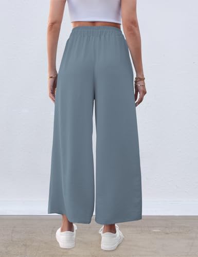 Image of ZJCT Wide Leg Palazzo Pants for Women Summer Beach Pants Flowy Loose Casual Lounge Pajama Yoga Pants with Pockets