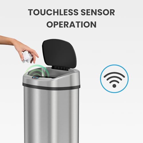 Image of SensorCan 13 Gallon Oval Sensor Trash Can, AC Adapter, AbsorbX Odor Filter