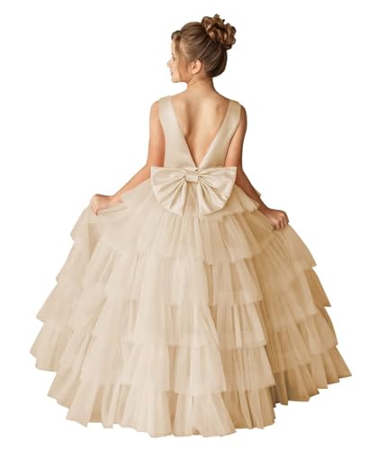 Gorgeous Tulle Flower Girl Dresses for Wedding Sleeveless Elegant Toddler Girl Tutu Pageant Ball Gowns with Belt FAY11