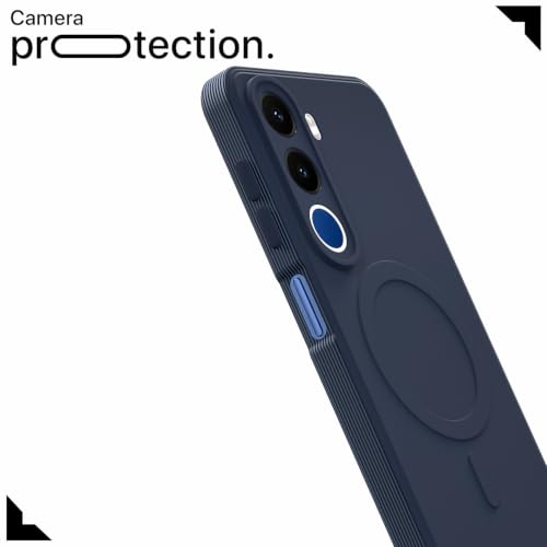 Image of Outlouders Back Cover for Realme C100x | Soft Matte Silicone | Slim Fit | Magnetic-Safe Logo Design (Magnetic-Safe Not Compatible) | Shockproof | Camera Protection Bumper Case (Blue)