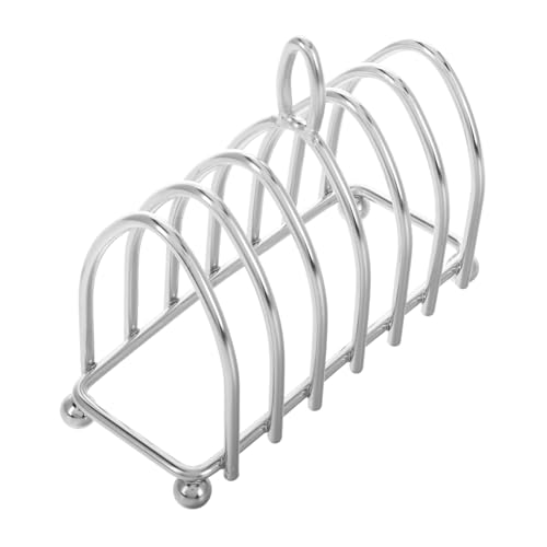 FUNOMOCYA 6 Slice Toast Rack Holder Bread Loaf Stand Carry Handle Stainless Steel Toast Display Stand for Air Fryer Buffet