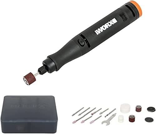 WORX MAKERX Outil Rotatif Multifonction sans Fil 20V WX739.9, Pour Poncer, Gravir, Polir, Découper, etc, Moteur Brushless, Ergonomique, Avec 20 Accessoires, Livré Sans Batterie ni Chargeur ni Hub