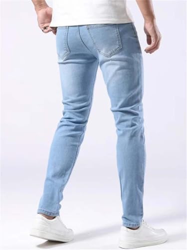 Men's Classic Washed Business Jeans Slim Distressed Stretch Straight Denim Pants3
