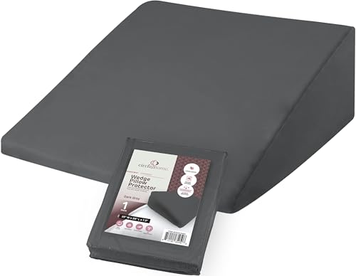 CirclesHome Wedge Pillow Cover 100% Cotton Zippered Wedge Pillow Case Protector Soft Hypoallergenic & Breathable -Dark Grey (25Wx26Lx7.5)