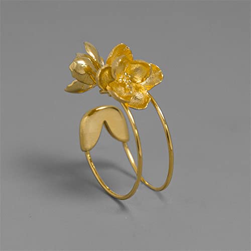 Bague ajustable femme vintage anneau ouvert avec fleur de jasmin