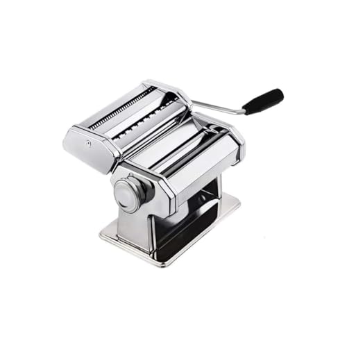 Máquina de Massas em Aço Inox, Manual, Versátil, com Cilindro Liso Regulável, Cilindro Cortador, Manivela Removível, Trava de Mesa, 20cm x 15cm x 12,5cm