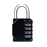 Combination Lock 4 Digit, Resettable Locker Lock,Waterproof Metal Combination Padlock for School Gym Locker, Sports Locker, Fence, Toolbox, Gate and Storage- Easy to Use and Set (Black)