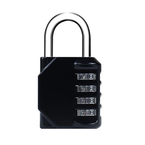 Combination Lock 4 Digit, Resettable Locker Lock,Waterproof Metal Combination Padlock for School Gym Locker, Sports Locker, Fence, Toolbox, Gate and Storage- Easy to Use and Set (Black)