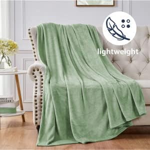 Miniatura 7 de Walensee Manta de vellón mullida, ligera (tamaño individual, de 60 x 80 pulgadas, verde salvia) manta de franela de microfibra súper suave para sofá