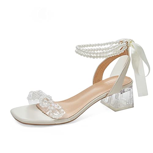 Sandales perles femmes un mot avec talons hauts cristal finition haut de gamme