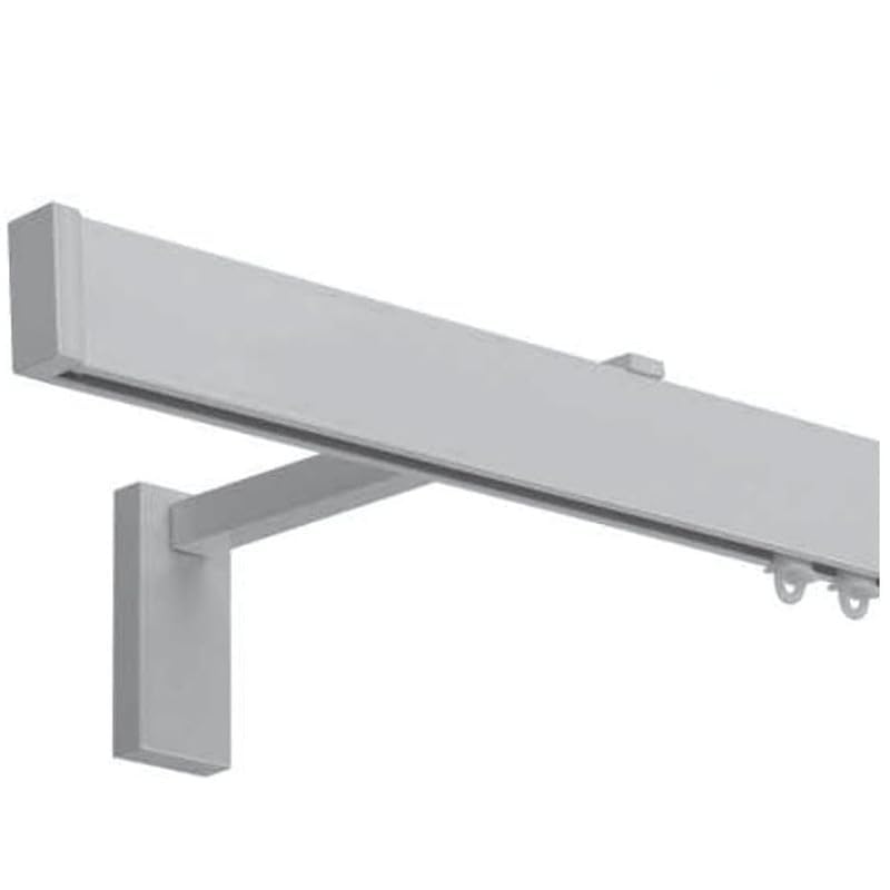 Binario Tenda a Parete Scorrevole (280 cm) Zineffa per Tenda, Binario a Onda Decorativo in Alluminio con Tappi Terminali e Occhielli in PVC per Tende su Misura (Grigio)