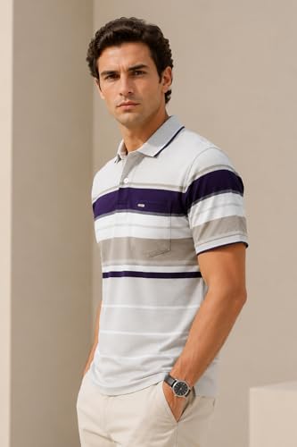 Image of GODFREY Half Cotton Polo T Shirt for Man with Pocket - Regular Fit Mens Collar Tshirt