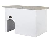 Dehner Natura Premium Igelhaus Lomi, Igelhütte stabil / wetterfest, Futterhaus für Igel, ca. 38 x 28 x 28 cm, Kiefernholz, weiß