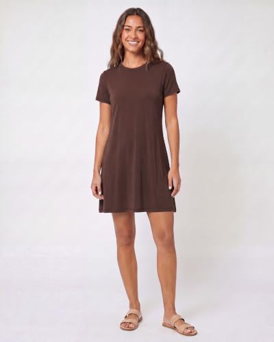Image of Real Essentials 3 Pack: Women's Short Sleeve T Shirt Dress Swing Loose Casual Lounge Everyday Outfit (Available in Plus)
