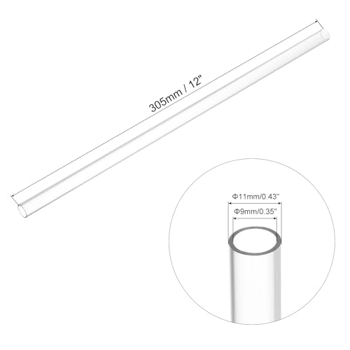 Image of uxcell Clear Rigid Tubing 9mm(0.35 inch) ID x 11mm(0.43 inch) OD x 1Ft Length Round Plastic Polycarbonate Tube