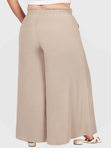 Moon Wood Wide Leg Pants Woman Plus Size Flowy Palazzo Pants Loose Culottes Summer Casual Lounge Trousers with Pockets3