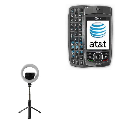 BoxWave Stand and Mount Compatible with AT&T Mustang - RingLight SelfiePod, Selfie Stick Extendable Arm with Ring Light - Jet Black