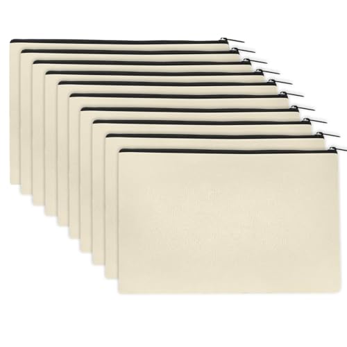 Shirene Trousse de Maquillage en Toile,10 PCS Sac en Toile,Trousse de Toilette pour Bricolage,Trousses à Crayons,Trousses pour Maquillage,Produits de Toilette,Papeteri