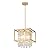 PUZHI HOME Gold Crystal Chandeliers, 11.8 Inch Farmhouse Square Crystal Ceiling Lighting 4-Light Dining Room Light Fixture Industrial Pendant Light for Entryway Kitchen Island Bedroom Foyer