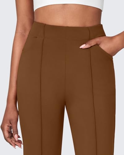 Image of G4Free Flare Yoga Pants Women Ankle Casual Pants with Pockets Strechy Bootcut Wide Leg Dress Pants Petite /Regualr /Tall